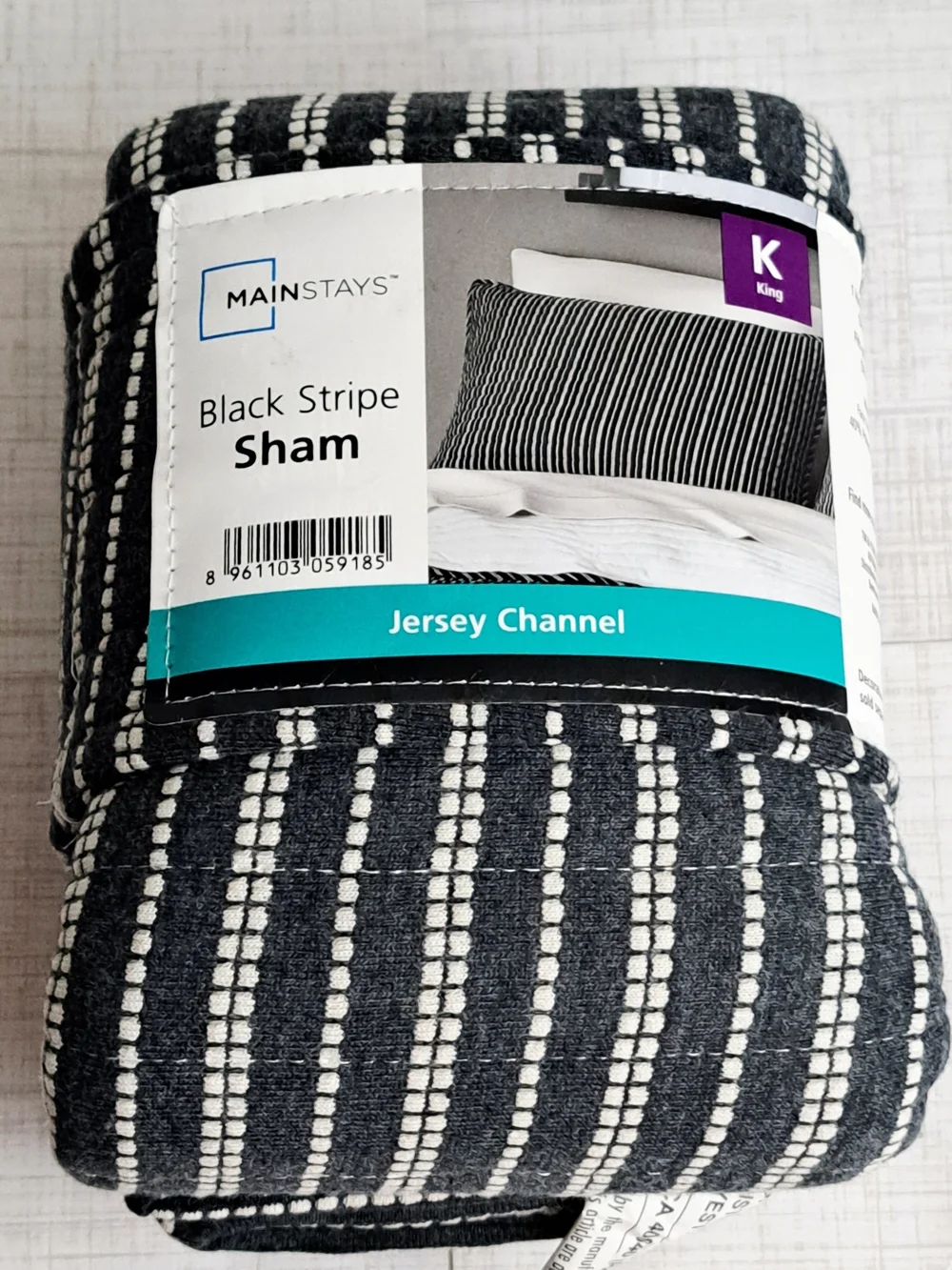 Mainstays Jersey Channel Black and White Striped King Pillow Sham